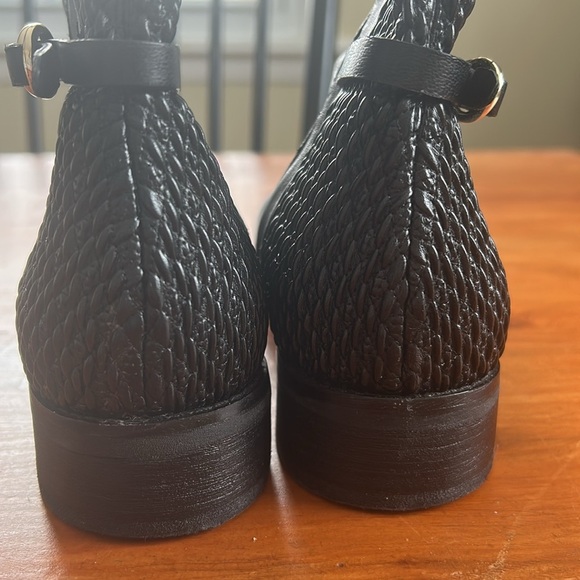 Cole Haan Leather Grand Tall Riding Boots Black Leather/Stretch Woven 7.5 Zip - Picture 6 of 12